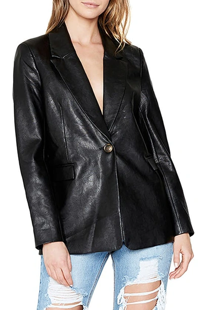 Bardot Vegan Leather Oversized Blazer In Black