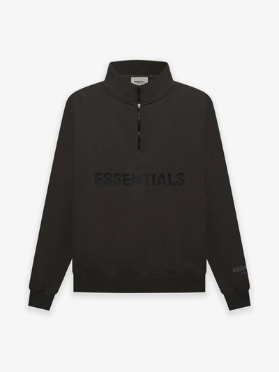 Pre-owned Fear Of God Essentials Half Zip Pullover Sweater Weathered Black In Weathered Black/washed Black