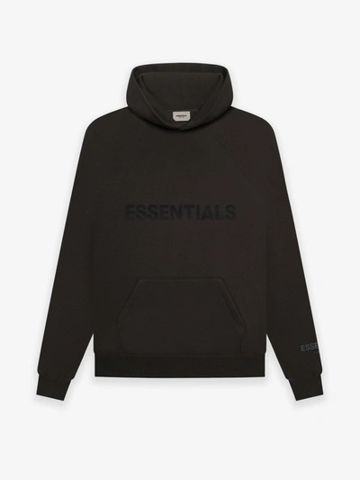Pre-owned Fear Of God Essentials 3d Silicon Applique Pullover Hoodie Weathered Black In Weathered Black/washed Black