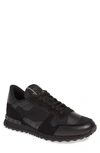 Valentino Garavani Camo Rockrunner Sneaker In Black