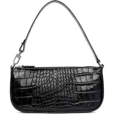 By Far Rachel Crocodile-embossed Deadstock-leather Shoulder Bag In Black