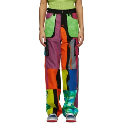 Agr Multicolor Tie-dye Cargo Pants In Multi Pocke