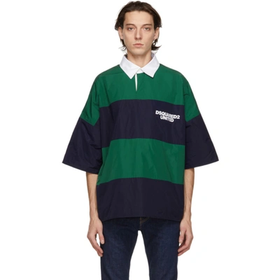 Dsquared2 Navy & Green Rugby Polo In 963 Navygre