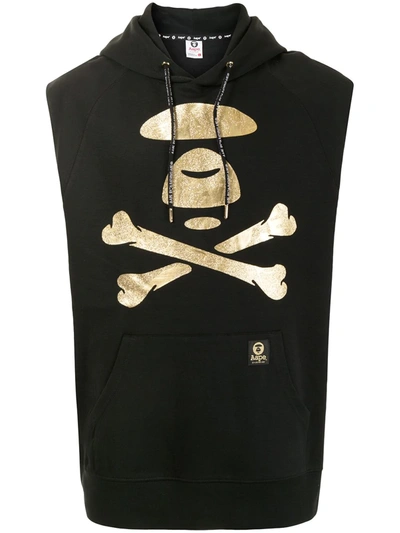 Aape By A Bathing Ape Logo-print Hooded T-shirt In Black