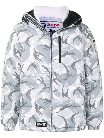 Aape By A Bathing Ape Camouflage Hooded Padded Jacket In Grey