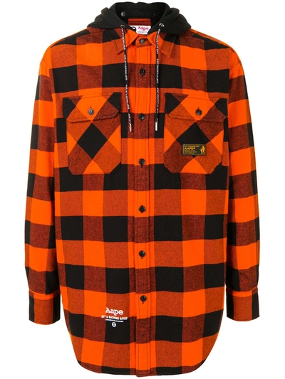 Aape By A Bathing Ape Check-pattern Long-sleeve Shirt In Orange