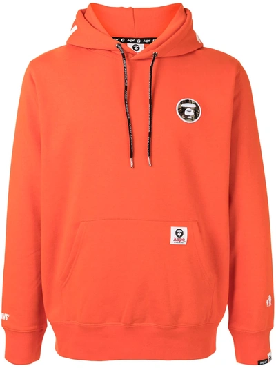 Aape By A Bathing Ape Chest Embroidered Logo Hoodie In Orange