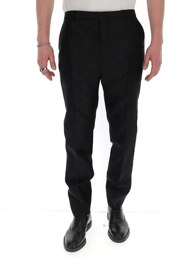 Saint Laurent Floral Jacquard Trousers In Black