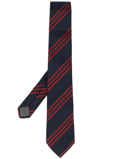 Brunello Cucinelli Striped Pointed Tie In Blue