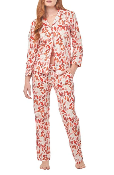 The Lazy Poet Emma Tropical Paradise 2-piece Long Pajama Set In Red