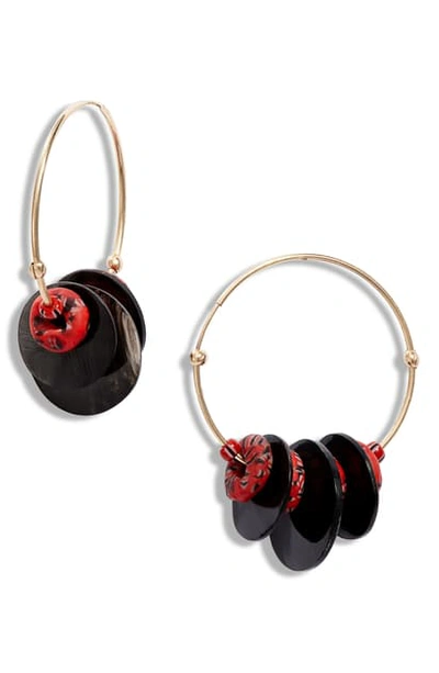 Akola Maren Hoop Earrings In Black/ Red