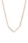 Ef Collection Mini Chevron Diamond Pendant Necklace In Rose Gold
