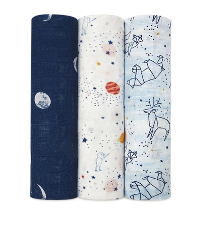 Aden + Anais Blue Bamboo Baby Muslin Swaddles (3 Pack)