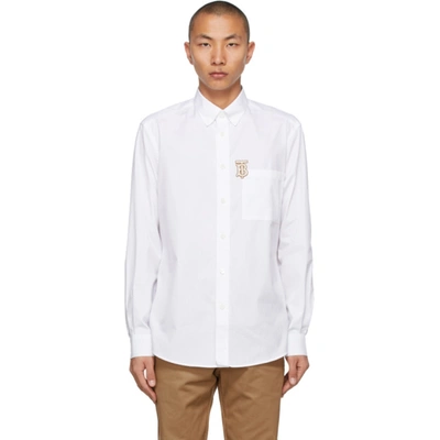 Burberry Embroidered Logo Motif Shirt In White
