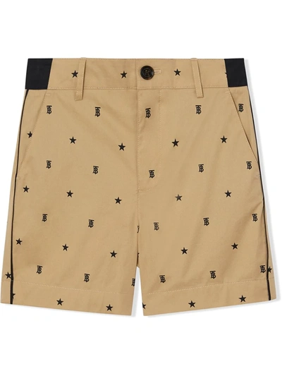 Burberry Star & Monogram-print Tailored Shorts In Nude
