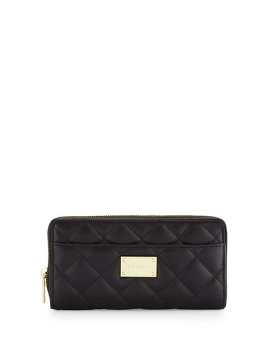 St John Quilted Leather Continental Wallet, Black