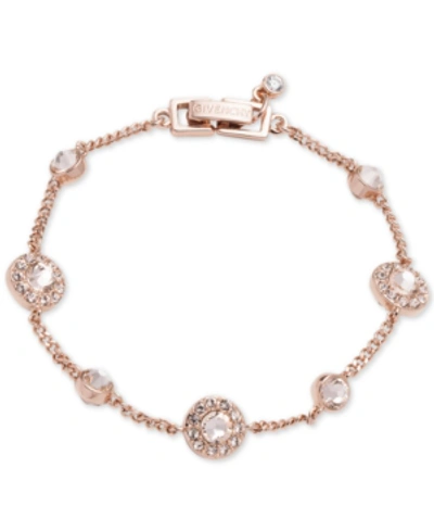 Givenchy Faceted Stone And Crystal Pave Link Bracelet In Rose Gold / Silk