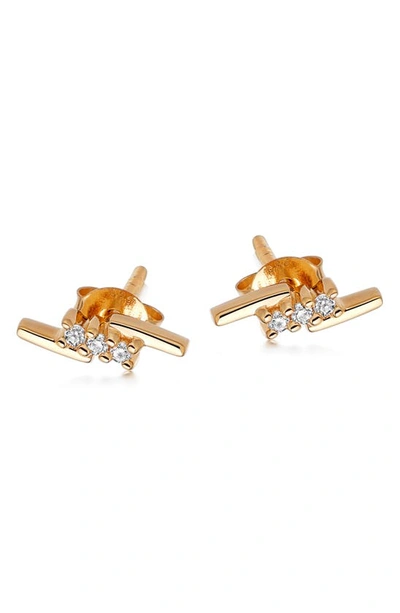Missoma Pave Cubic Zirconia Lightning Stud Earrings In Gold