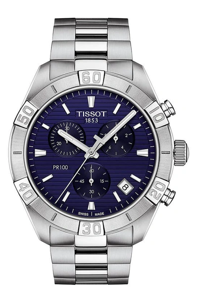 Tissot Pr 100 Chronograph Quartz Blue Dial Mens Watch T101.617.11.041.00 In Blue