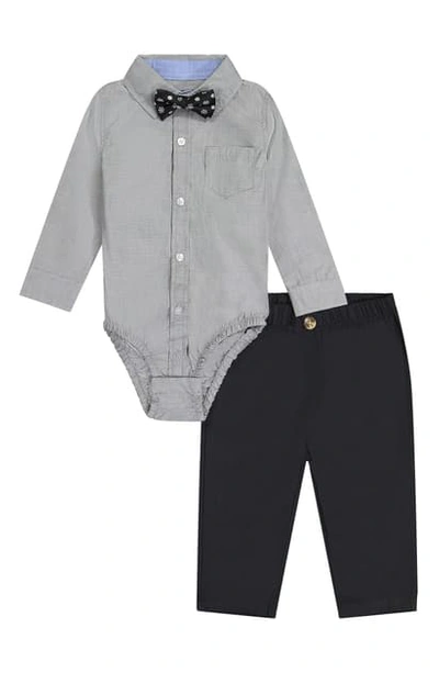 Andy & Evan Babies' Holiday Bodysuit, Pants & Bow Tie Set In Grey