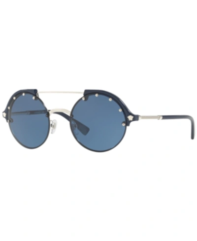 Versace Round Studded Sunglasses In Dark Blue Classic