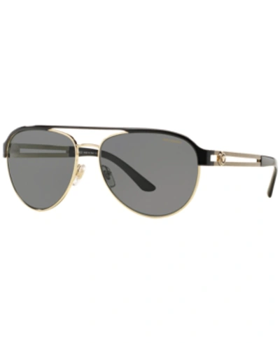 Versace Polarized Sunglasses, Ve2165 In Gold/grey Polar