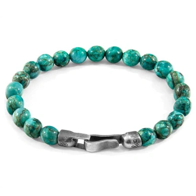 Anchor & Crew Blue Turquoise Nachi Silver & Stone Beaded Bracelet