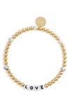 Little Words Project Love Beaded Stretch Bracelet In Gold
