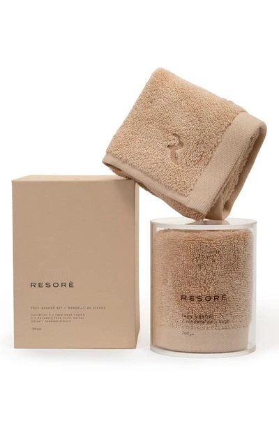 Resore Set Of 2 Washcloths In Toasted Almond