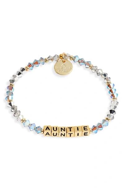 Little Words Project Auntie Beaded Stretch Bracelet In Twinkle/ Silver