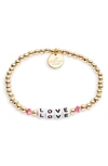 Little Words Project Love Beaded Stretch Bracelet In Gold/ White