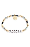 Little Words Project Badass Beaded Stretch Bracelet In Gold/ White