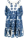 La Doublej Embroidery-print Cotton-faille Midi Dress In Parnaveg Cuore Blu