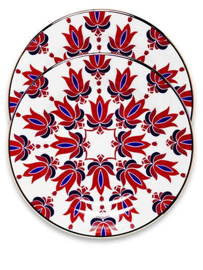 La Doublej X Von Bartha Tina Set Of Two Dessert Plates In White