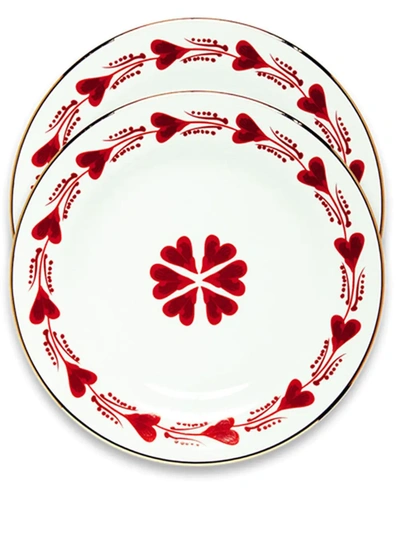 La Doublej Two Hand-painted Dessert Plates Set In Orsi