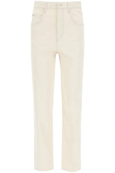 Isabel Marant Étoile Corfy Jeans In Cotton And Linen In Beige