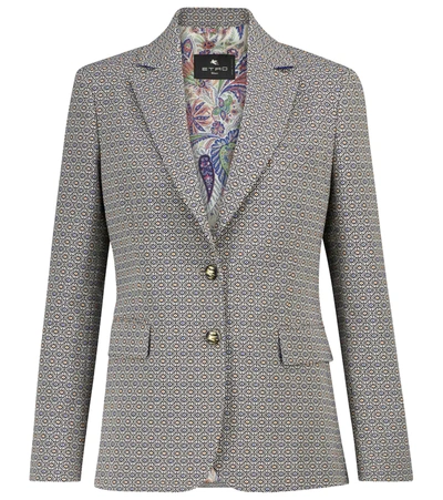 Etro Geometric-print Jacquard Blazer In Black