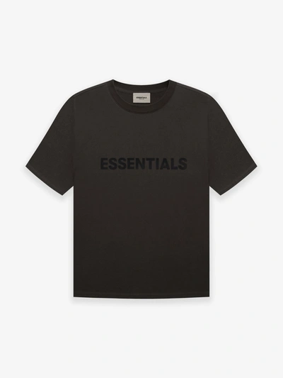 Pre-owned Fear Of God Essentials 3d Silicon Applique Boxy T-shirt Weathered Black In Weathered Black/washed Black
