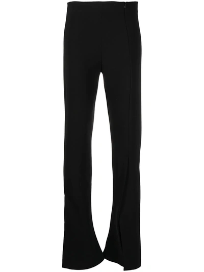 A.w.a.k.e. Crepe Slit Slim Leg Trousers In Black