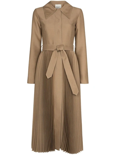 A.w.a.k.e. Women's Wool & Silk Mix Pleated Skirt Coat In Brown