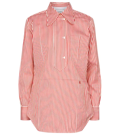 Victoria Beckham 70s Pinstripe Button-down Cotton-silk Shirt In Red,white