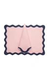 Moda Domus Scalloped Linen Placemat And Napkin Set In Green,pink