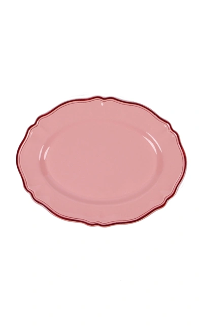 Moda Domus ; Hand-painted Ceramic Serving Plate In Navy,pink