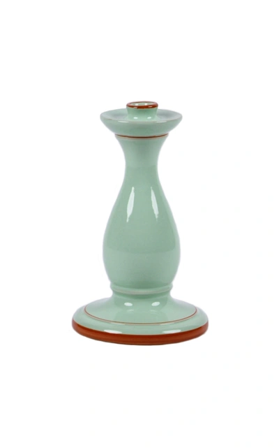 MODA DOMUS MODA DOMUS; SET-OF-TWO HAND-PAINTED SMALL CERAMIC CANDLESTICKS 