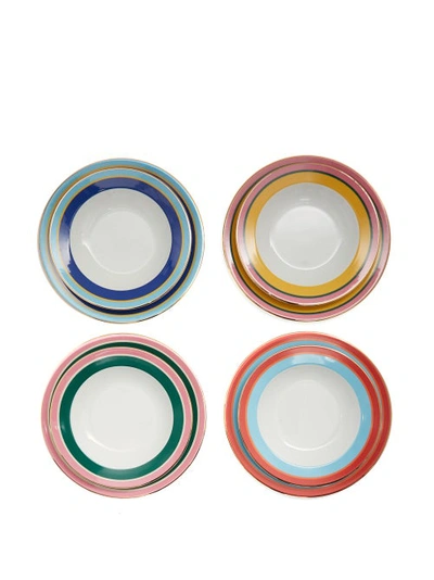 La Doublej Rainbow Porcelain Bowl & Plate Eight-piece Set In Multi