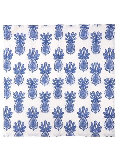 La Doublej Set Of Six Pineapple-print Linen Napkins In Blue Multi