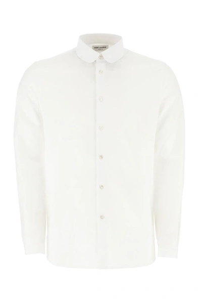 Saint Laurent Peter Pan Collar Shirt In White