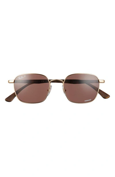 Ray Ban Wayfarer Polarized 50mm Sunglasses In Shiny Gold/ Purple
