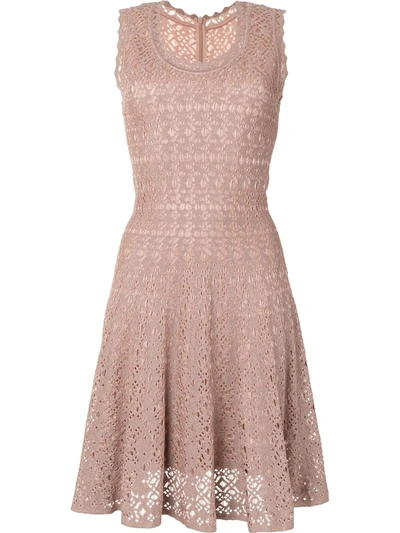 Pre-owned Alaïa Crocheted Flared Dress In Pink