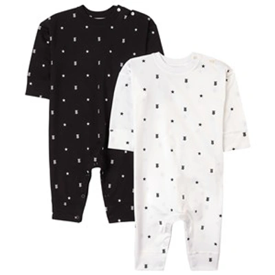 Burberry Babies' 2-pack Black Star And Monogram Motif One-pieces In Blue
